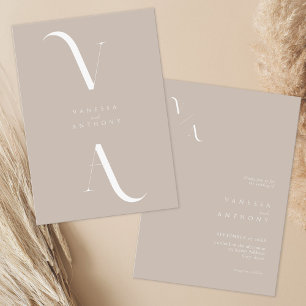 Invitación Elegante Boda Minimalista de Taupe