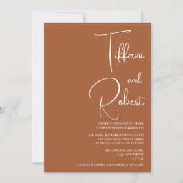 Invitación Elegante Boda Minimalista de Terracota