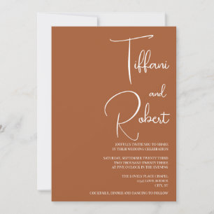 Invitación Elegante Boda Minimalista de Terracota