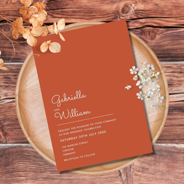 Invitación Elegante Boda Minimalista de Terracota (Subido por el creador)