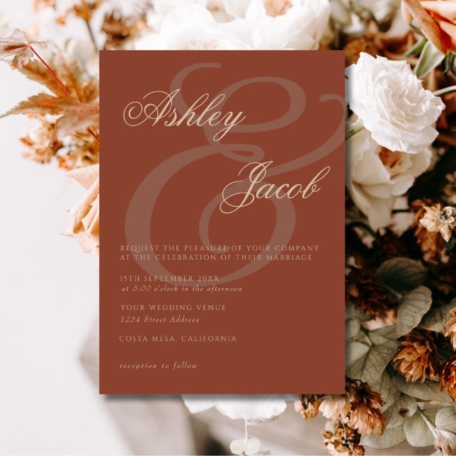 Invitación Elegante Boda Minimalista de Terracota (Subido por el creador)