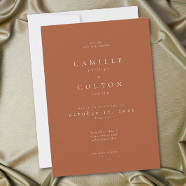 Invitación Elegante Boda Minimalista de Terracota Oxidada