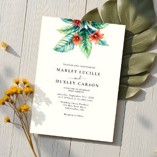 Invitación Elegante Boda Minimalista de vegetación de hojas t