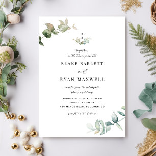 Invitación Elegante Boda minimalista de vegetación monográfic