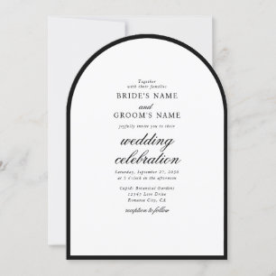 Invitación Elegante Boda Minimalista del Arco Blanco Negro