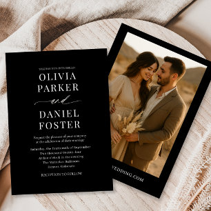Invitación Elegante Boda Minimalista del Boho Negro