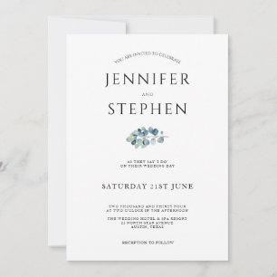 Invitación Elegante Boda Minimalista elegante blanco