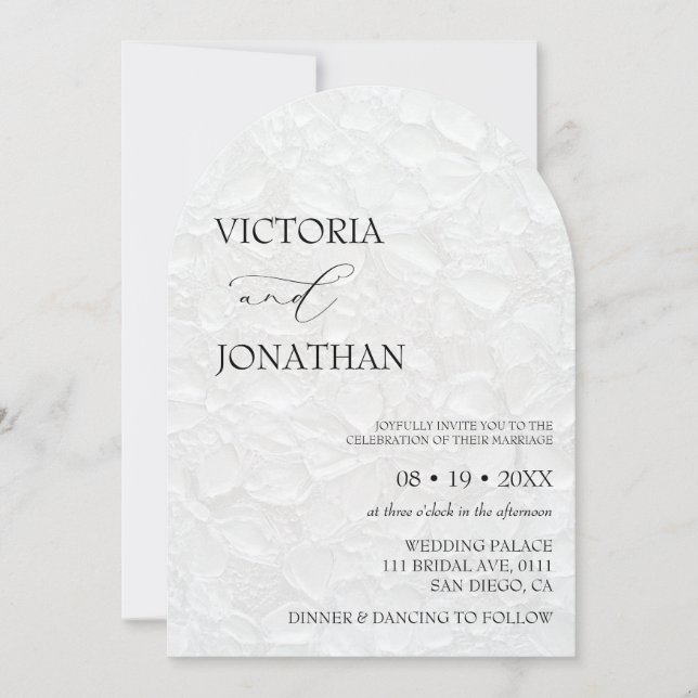 Invitación Elegante Boda minimalista en blanco y negro (Anverso)