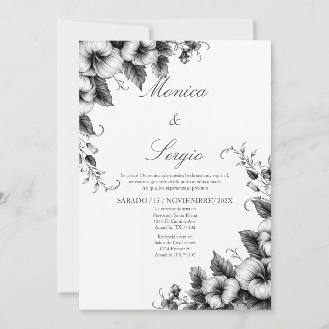 Invitación Elegante Boda minimalista español (Anverso)