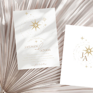 Invitación Elegante Boda Minimalista Estrellas Celestiales de