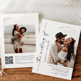 Invitación Elegante Boda Minimalista Foto código QR 2 FOTO