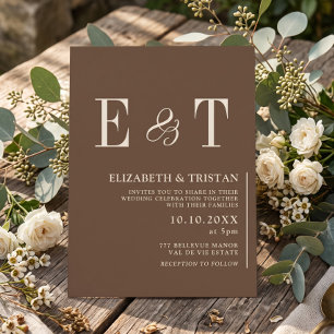 Invitación Elegante boda minimalista granja marrón