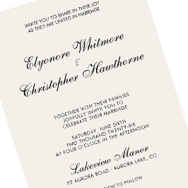 Invitación Elegante Boda Minimalista Marfil Caligrafía