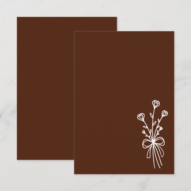 Invitación Elegante Boda Minimalista Marrón (Anverso / Reverso)