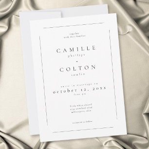 Invitación Elegante Boda Minimalista Moderna Blanco y Negro