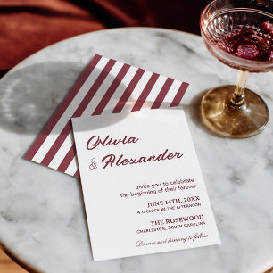 Invitación Elegante Boda Minimalista Moderna de Lujo en Burgu