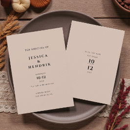 Invitación Elegante Boda Minimalista Moderna en Bisque