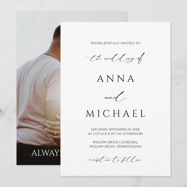 Invitación Elegante Boda Minimalista moderno (Anverso / Reverso)