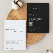 Elegante Boda Minimalista moderno Código QR a dos 