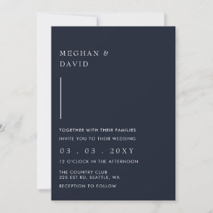 Invitación Elegante Boda minimalista moderno de la Marina