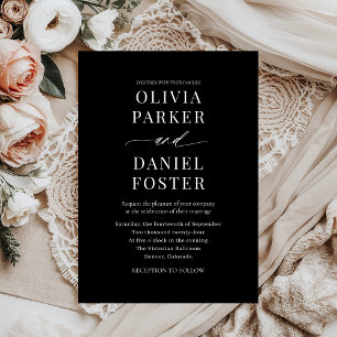 Invitación Elegante Boda Minimalista moderno negro