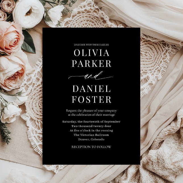 Invitación Elegante Boda Minimalista moderno negro (Subido por el creador)