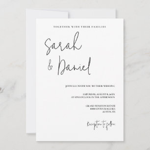 Invitación Elegante Boda Minimalista moderno negro y blanco