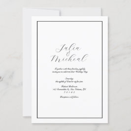 Invitación Elegante Boda Minimalista moderno negro y blanco