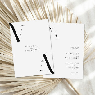 Invitación Elegante Boda Minimalista moderno negro y blanco