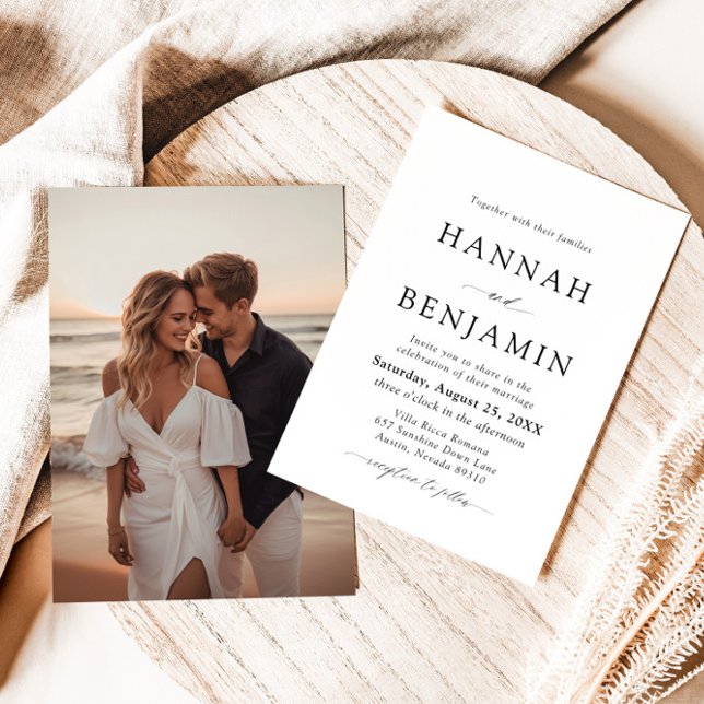 Invitación Elegante Boda Minimalista moderno negro y blanco (Subido por el creador)