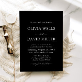 Invitación Elegante Boda Minimalista moderno negro y blanco