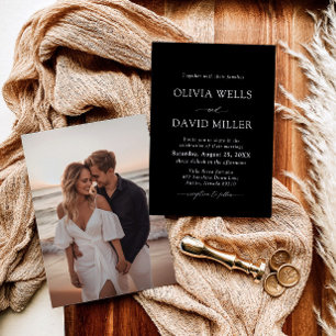 Invitación Elegante Boda Minimalista moderno negro y blanco