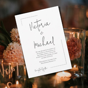 Invitación Elegante Boda Minimalista moderno negro y blanco