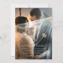 Invitación Elegante Boda Minimalista Monograma 2