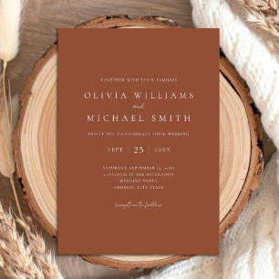 Invitación Elegante Boda Minimalista Naranja quemado Terracot
