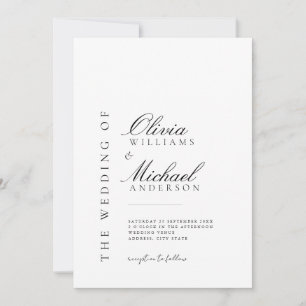 Invitación Elegante Boda Minimalista negro y blanco