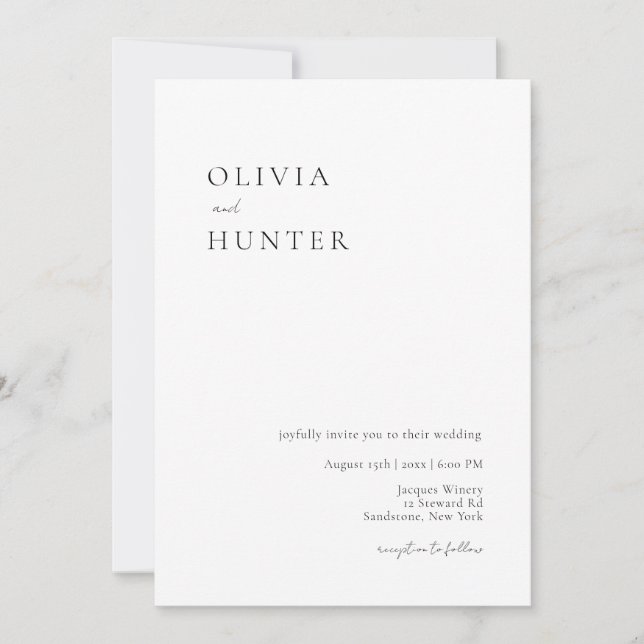 Invitación Elegante Boda Minimalista negro y blanco (Anverso)