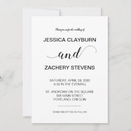 Invitación Elegante Boda Minimalista negro y blanco