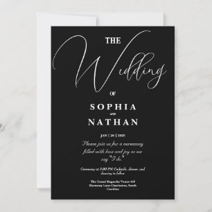 Invitación Elegante Boda Minimalista negro y blanco