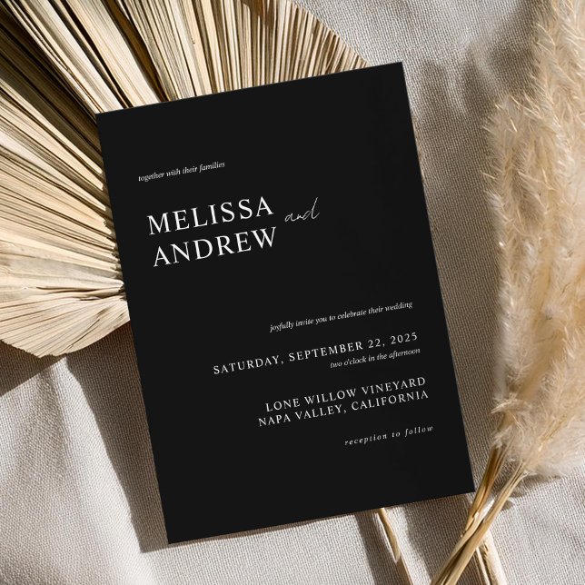 Invitación Elegante Boda Minimalista negro y blanco (Subido por el creador)