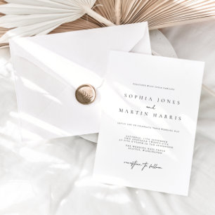 Invitación Elegante Boda Minimalista negro y blanco