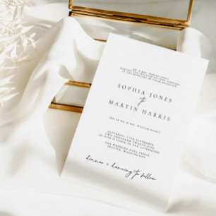 Invitación Elegante Boda Minimalista negro y blanco