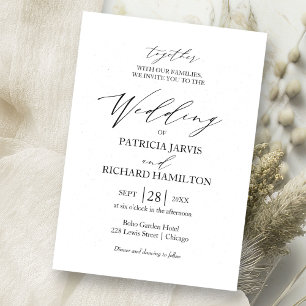 Invitación Elegante Boda Minimalista Negro Y Blanco