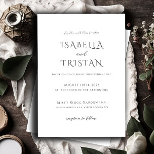 Invitación Elegante Boda Minimalista negro y blanco