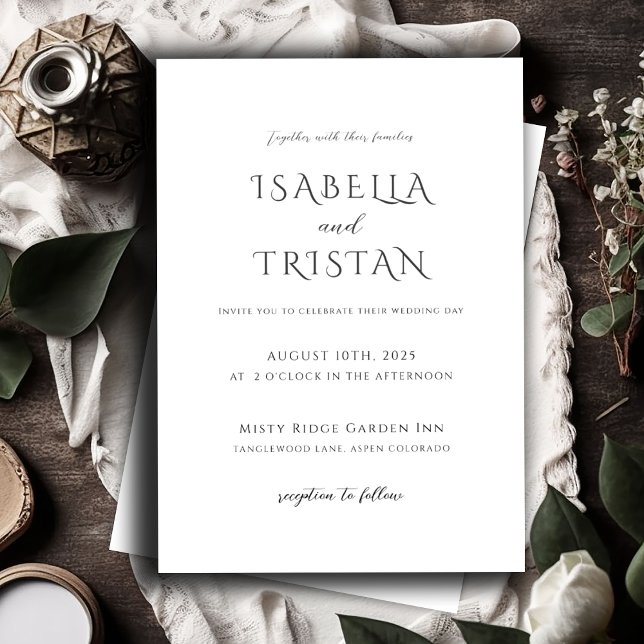 Invitación Elegante Boda Minimalista negro y blanco (Subido por el creador)