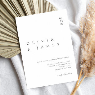 Invitación Elegante Boda Minimalista negro y blanco