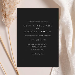 Invitación Elegante Boda Minimalista negro y blanco