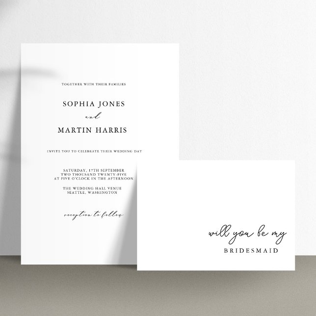 Invitación Elegante Boda Minimalista negro y blanco (Subido por el creador)