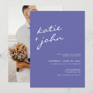 Invitación Elegante Boda Minimalista Periwinkle Blue