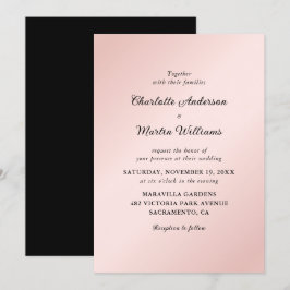 Invitación Elegante Boda Minimalista rosa y negro de Rubor